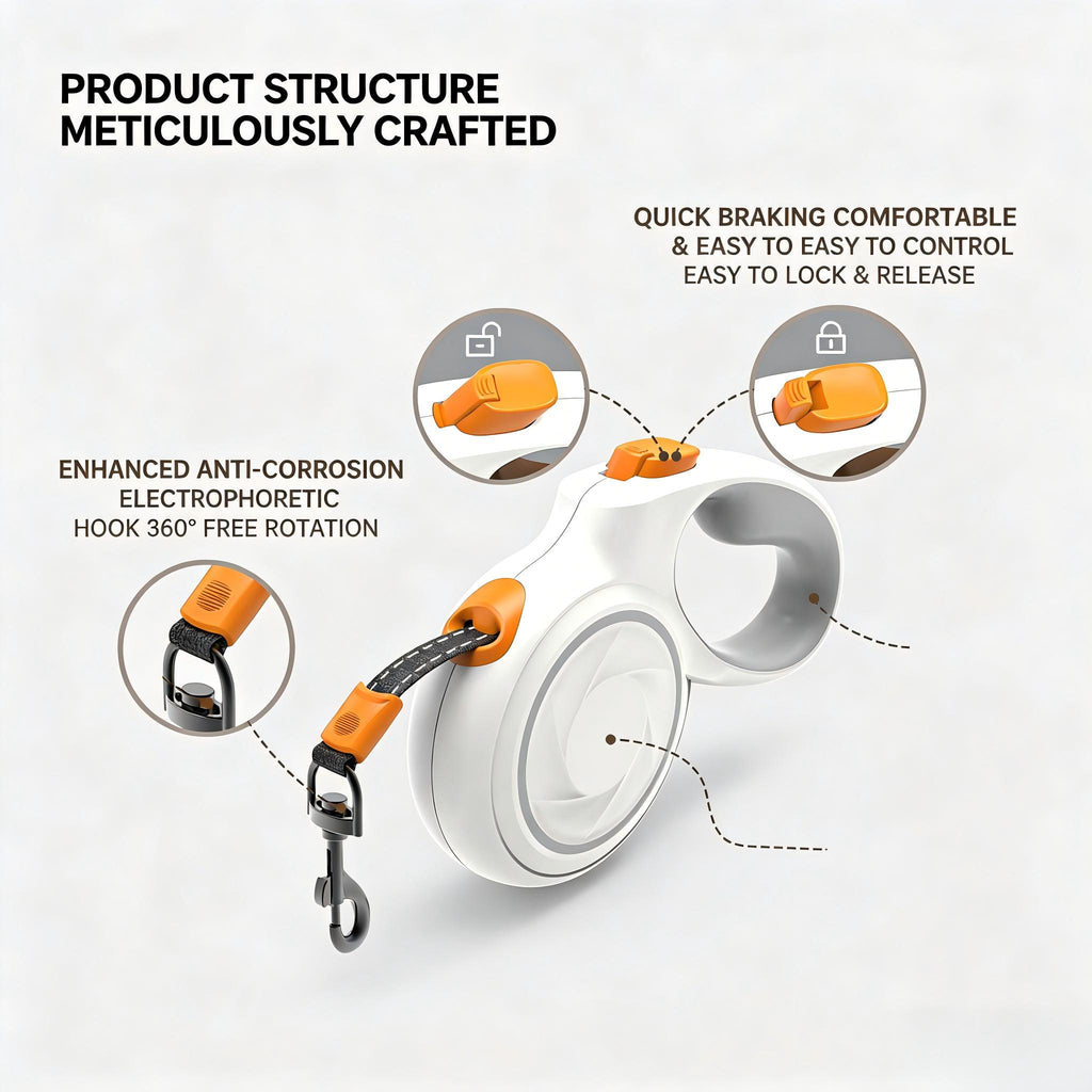 Anti-Bite Retractable Dog Leash - 16ft Heavy Duty Steel Wire | RoamX Pet